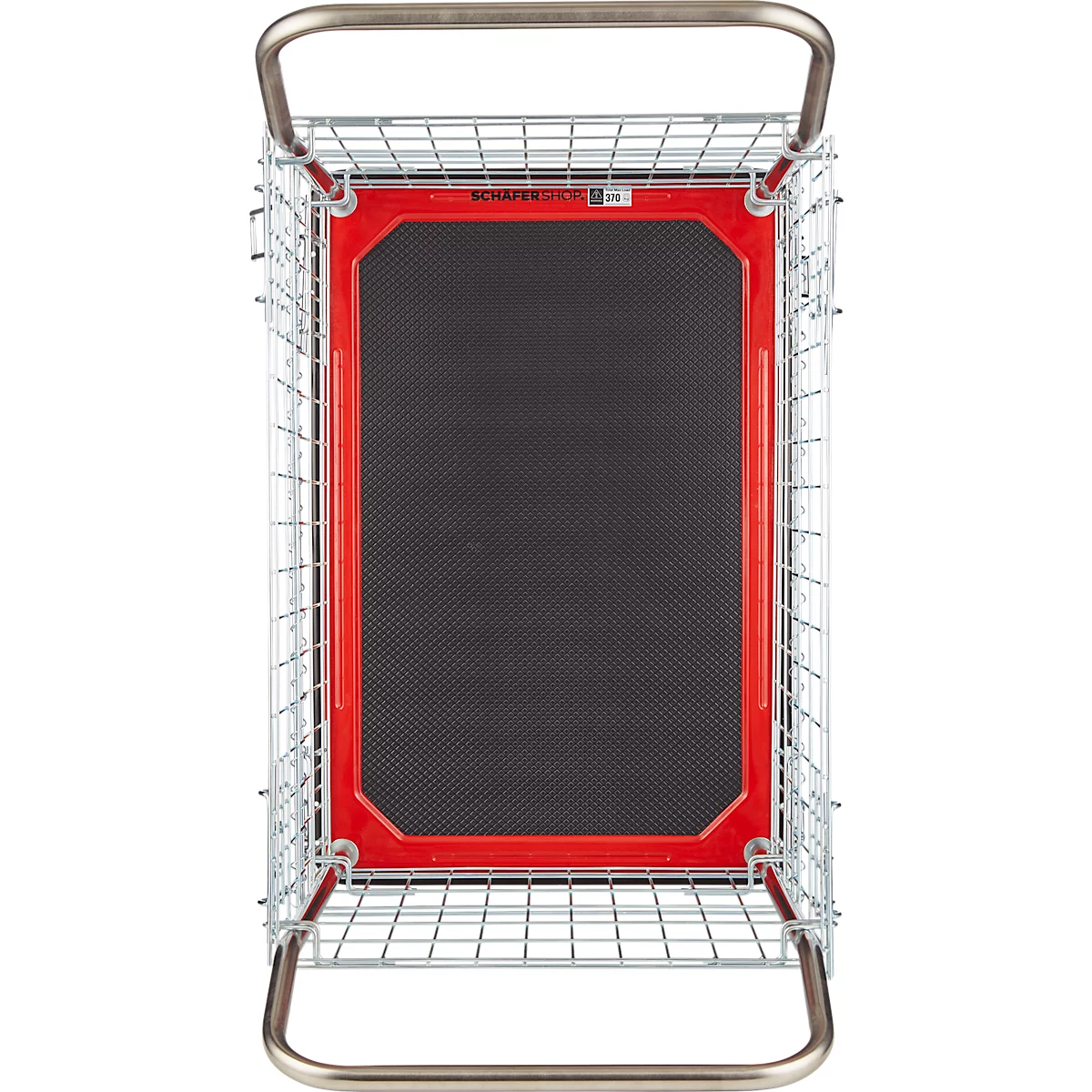 Schäfer Shop Select 213 Premium platformwagen met netframe, tot 370 kg, randbescherming, rubberen mat, zwart/rood