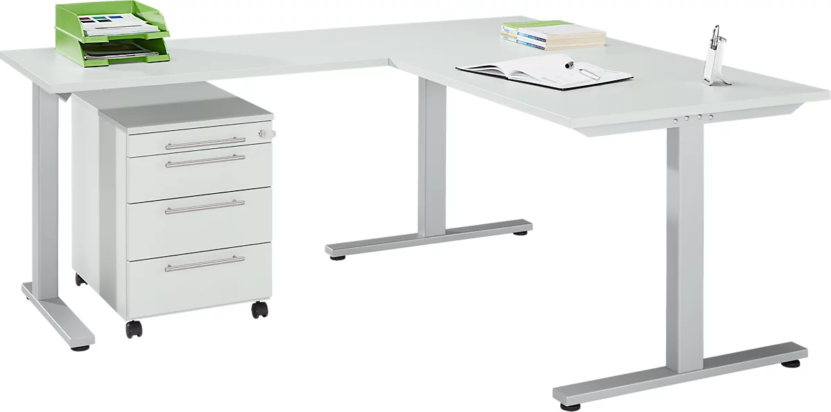 Schäfer Shop Select 3-tlg. Büromöbelset Schreibtisch Start Off, Rechteck, T-Fuß, B 1800 x T 800 x H 735 mm 