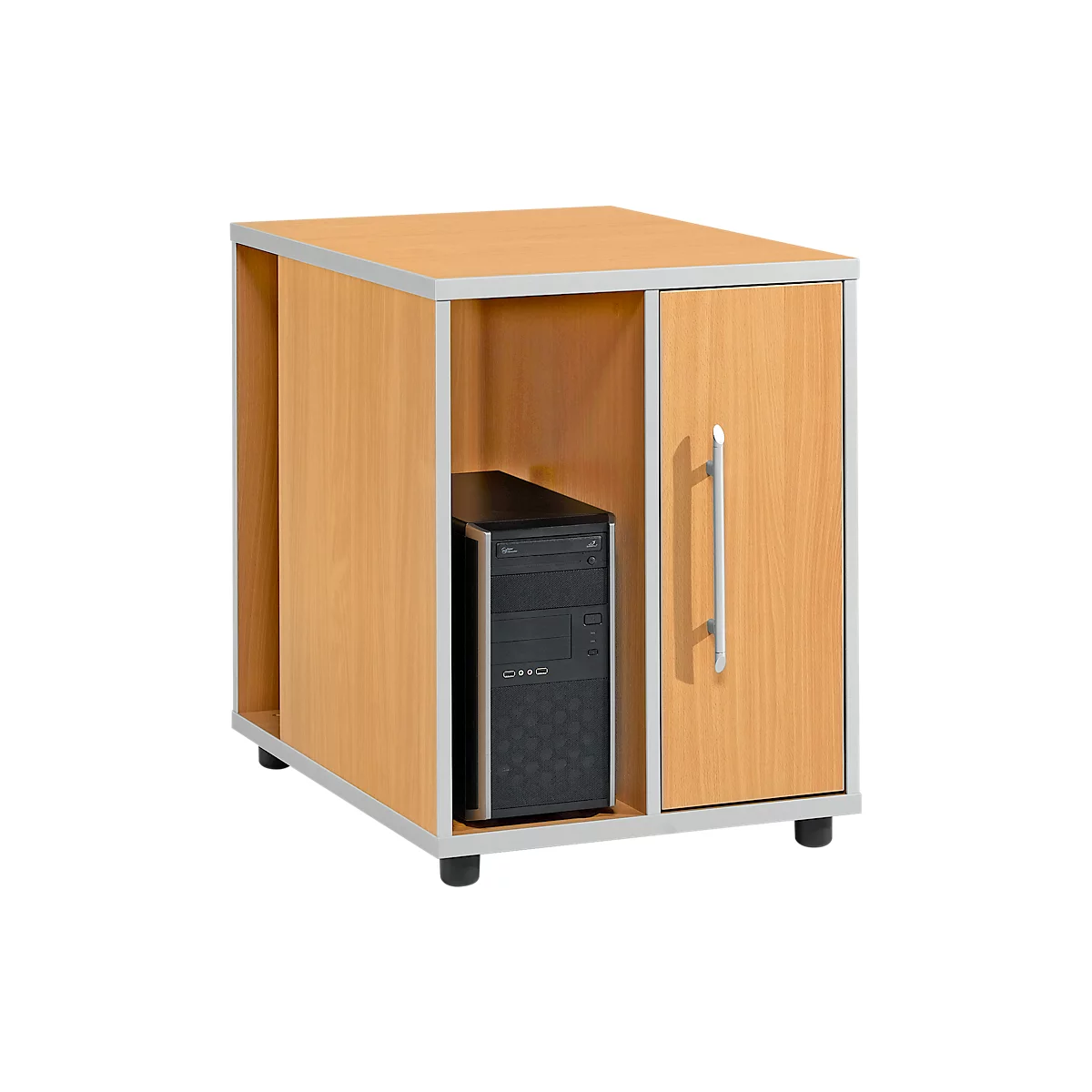 Schäfer Shop Select Aanbouwladeblok Moxxo IQ, pc-towervak, 1 deur, 2 zijdelingse vakken, B 551 x D 800 x H 720 mm, beukenpatroon 