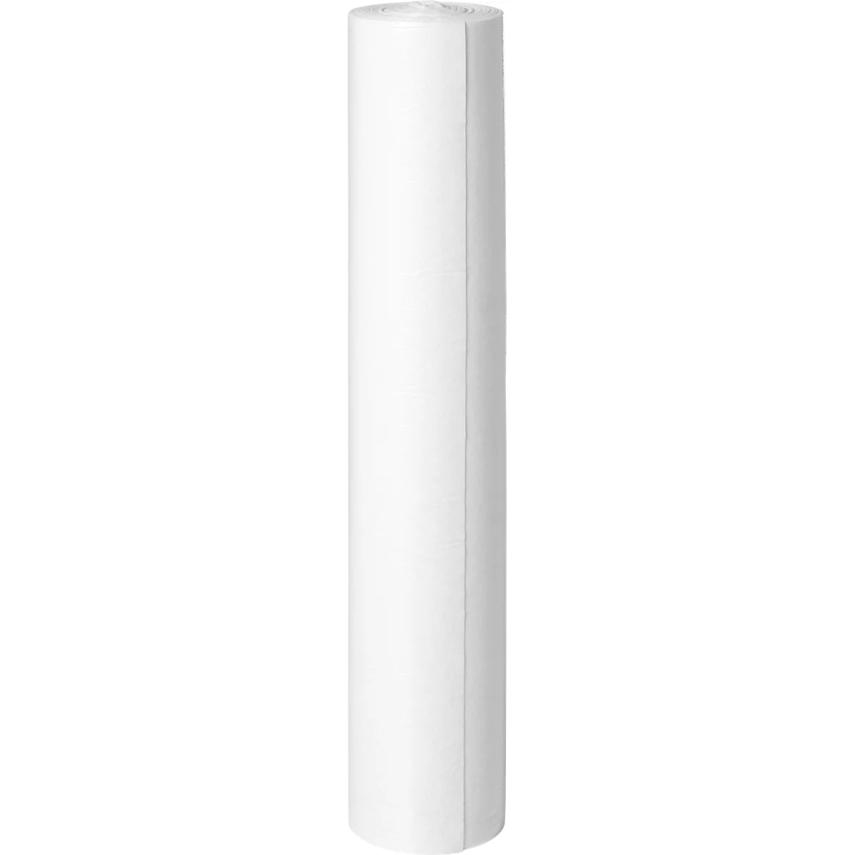 Eine aufrecht stehende, weiße Papierrolle auf neutralem Hintergrund.