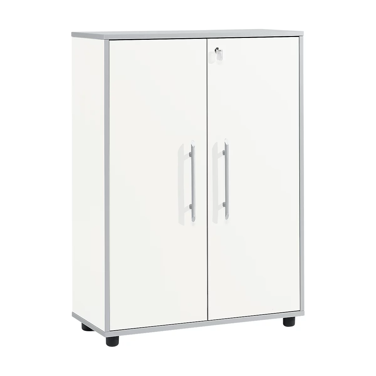 Schäfer Shop Select Aktenschrank Moxxo IQ, Holz, 2 Böden, 3 OH, B 801 x T 362 x H 1115 mm, abschließbar, weiß