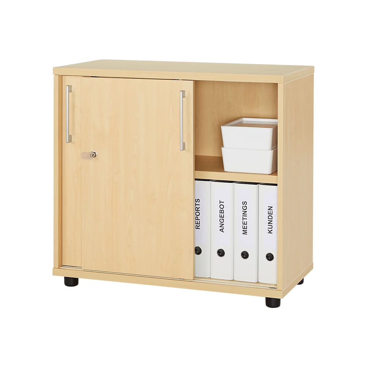 Schäfer Shop Select Anstellschiebetürenschrank, aus Holz, 2 Fachböden, B 800 mm x T 421 x H 750 mm, Ahorn