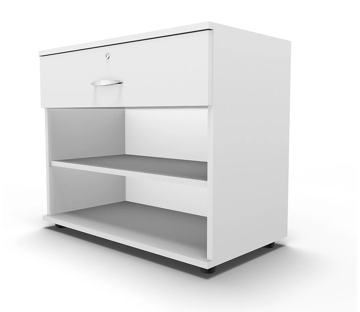 Schäfer Shop Select Aparador, con cajón, con cerradura, tablero aglomerado, An 800 x P 420 x Al 663 mm, blanco