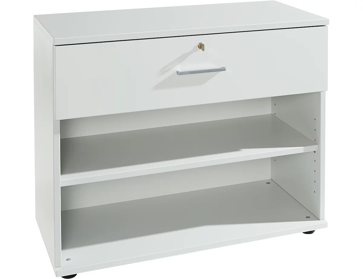 Schäfer Shop Select Aparador, con cajón, con cerradura, tablero aglomerado, An 800 x P 420 x Al 663 mm, gris luminoso