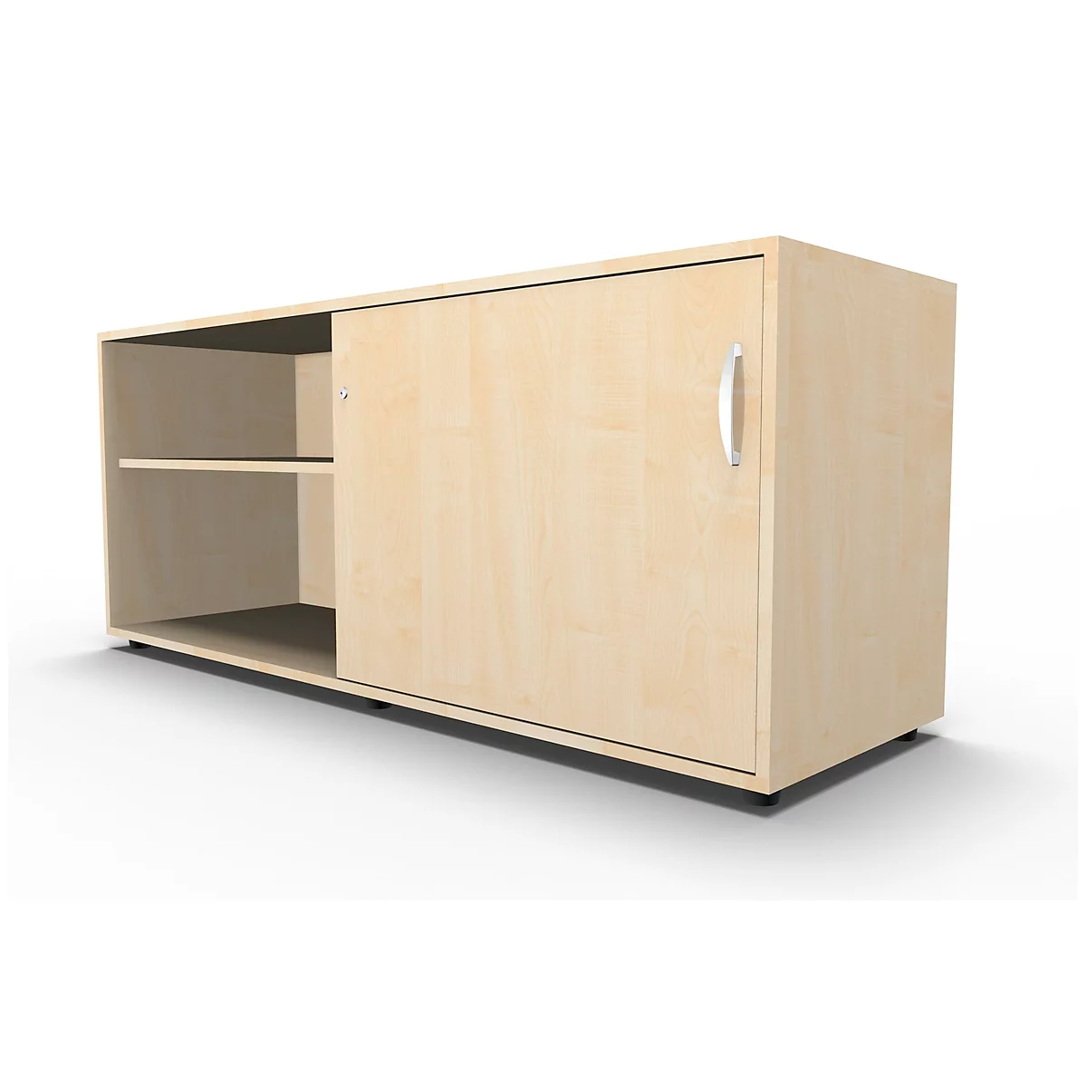 Schäfer Shop Select Aparador, con puerta corredera, con cerradura, tablero aglomerado, An 1600 x P 500 x Al 663 mm, adosable a la derecha, arce