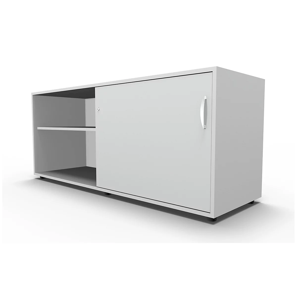 Schäfer Shop Select Aparador, con puerta corredera, con cerradura, tablero aglomerado, An 1600 x P 500 x Al 663 mm, adosable a la derecha, gris luminoso