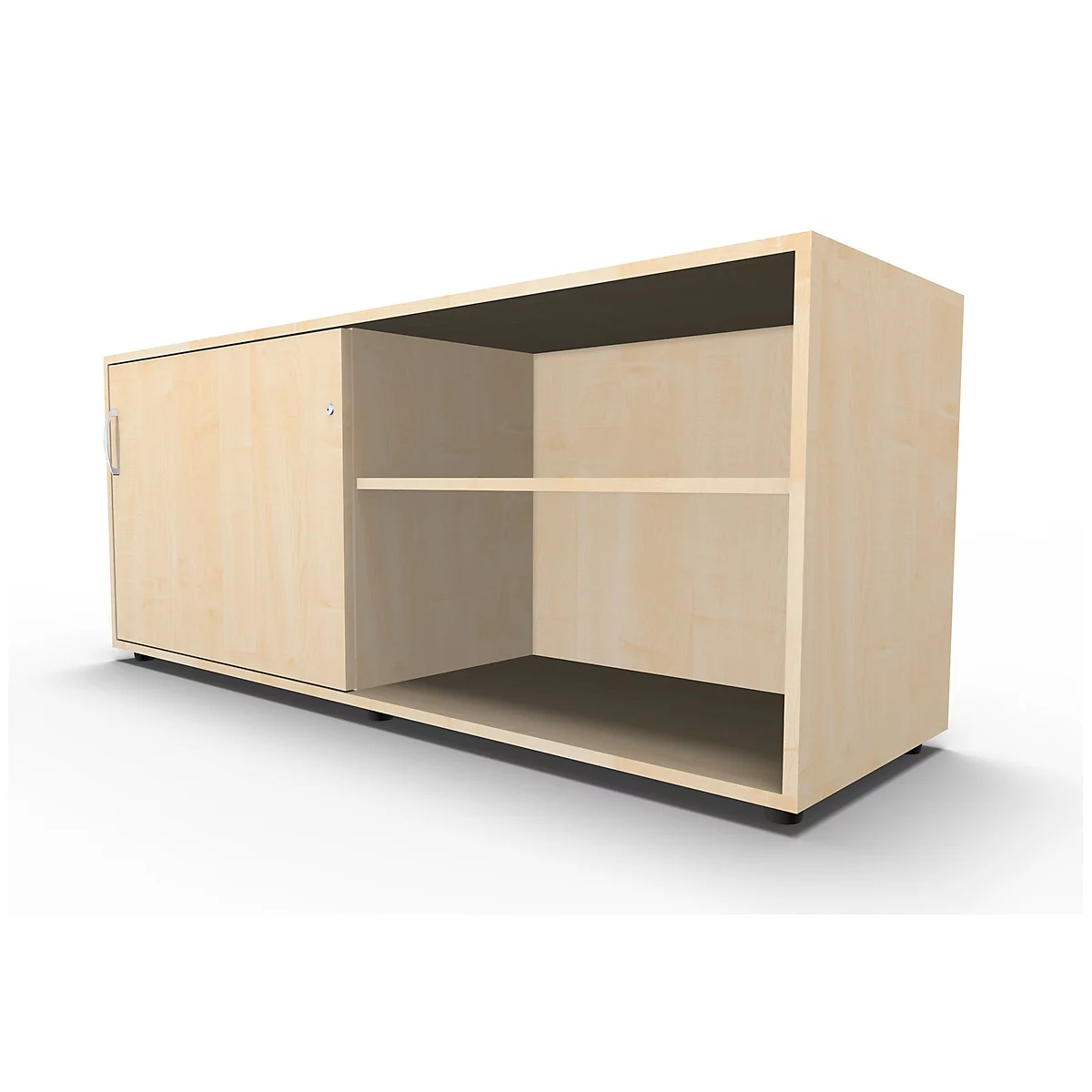 Schäfer Shop Select Aparador, con puerta corredera, con cerradura, tablero aglomerado, An 1600 x P 500 x Al 663 mm, adosable a la izquierda, arce