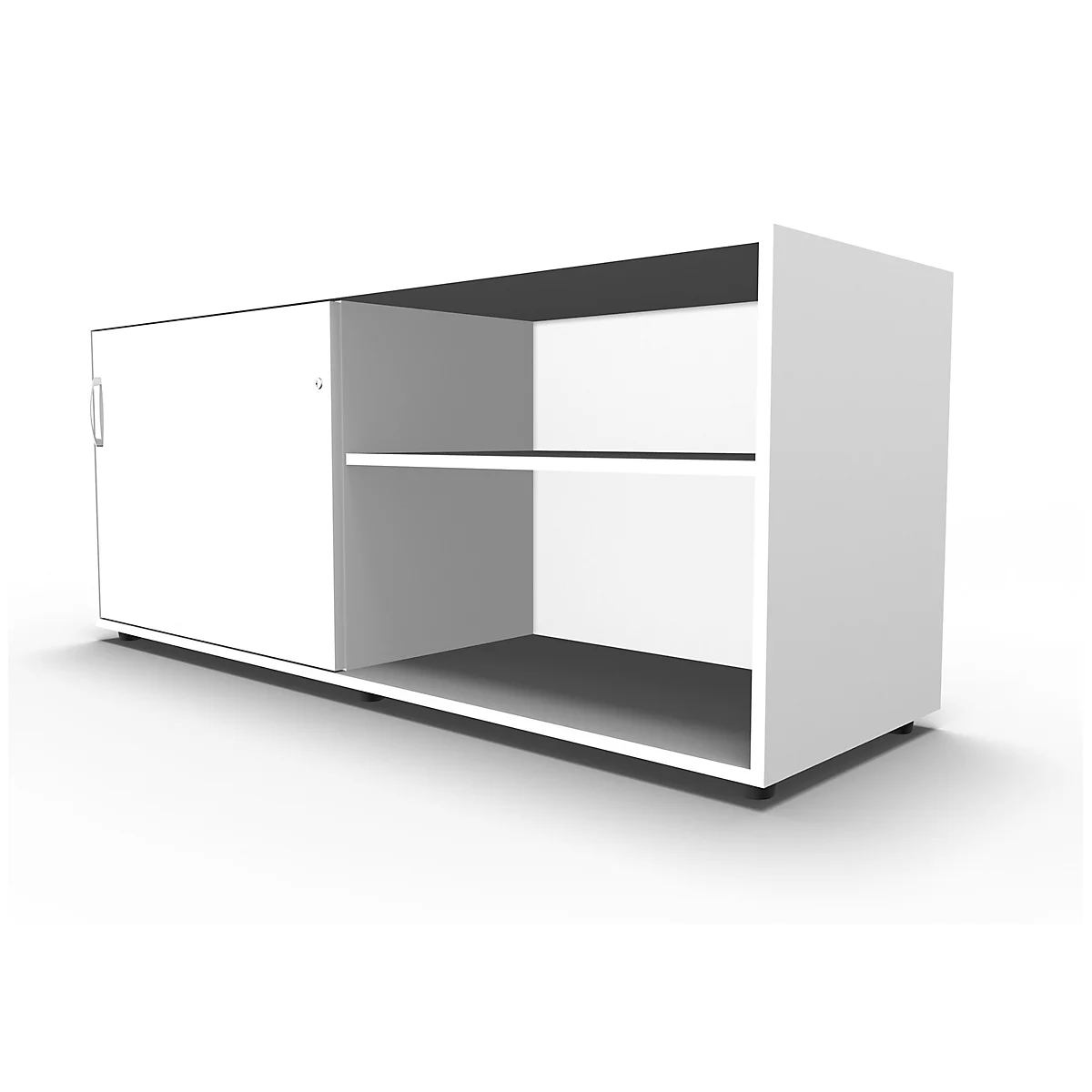 Schäfer Shop Select Aparador, con puerta corredera, con cerradura, tablero aglomerado, An 1600 x P 500 x Al 663 mm, adosable a la izquierda, blanco