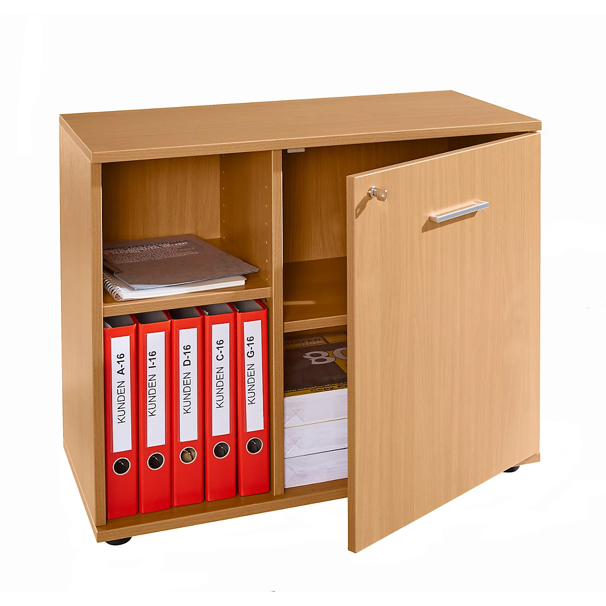 Schäfer Shop Select Aparador, con puerta giratoria, con cerradura, tablero aglomerado, An 800 x P 420 x Al 663 mm, adosable a la derecha, haya