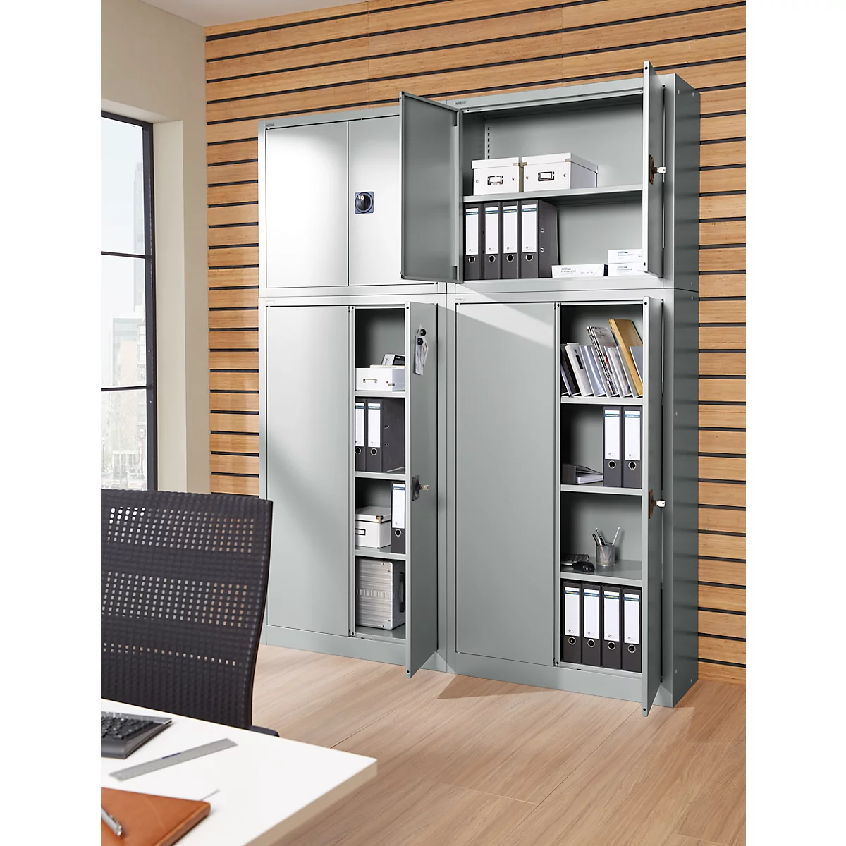 Schäfer Shop Select archiefkast, afsluitbaar, hoogte 1585 mm, breedte 950 mm, lichtgrijs