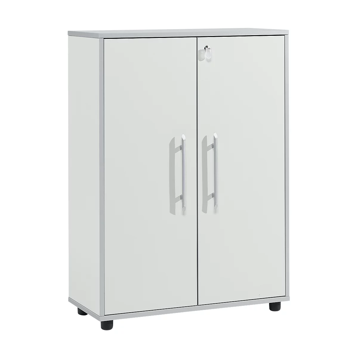 Schäfer Shop Select Archiefkast Moxxo IQ, hout, 2 legborden, 3 ordnerhoogten, B 801 x D 362 x H 1115 mm, afsluitbaar, lichtgrijs 