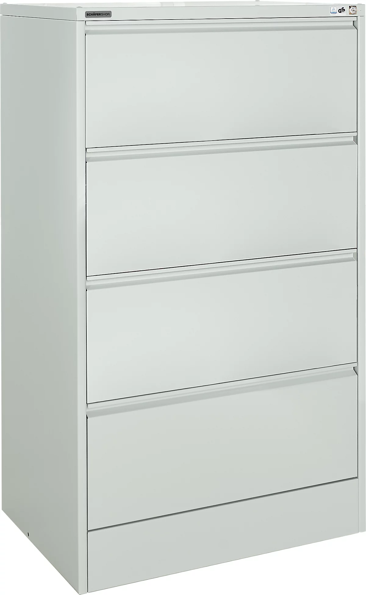 Schäfer Shop Select Archivador colgante MS iCONOMY, acero, 2 vías, bandeja cerrada, ancho 780 mm, aluminio blanco RAL 9006
