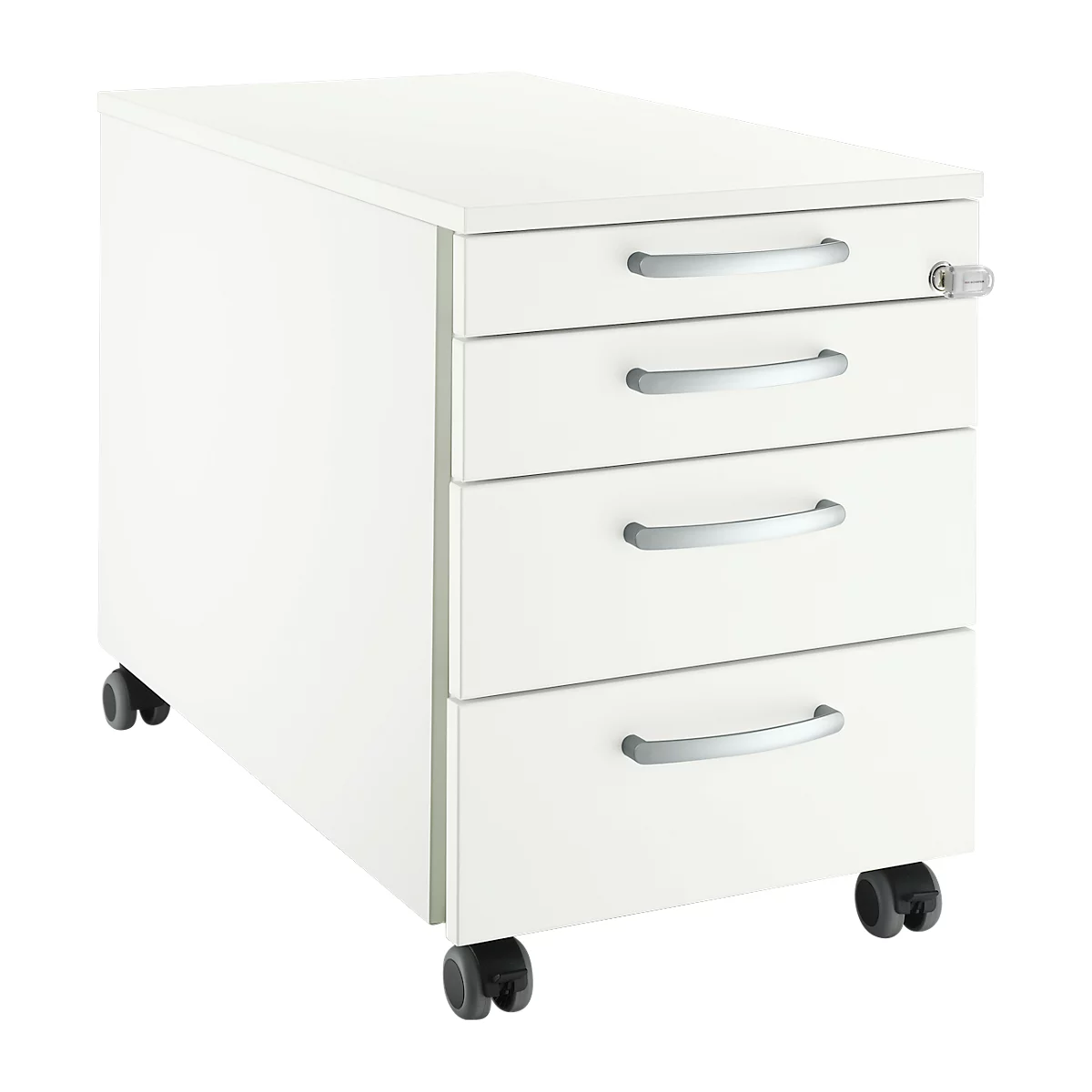 Schäfer Shop Select Archivador con ruedas 1233, 4 cajones, tirador redondeado, blanco/blanco