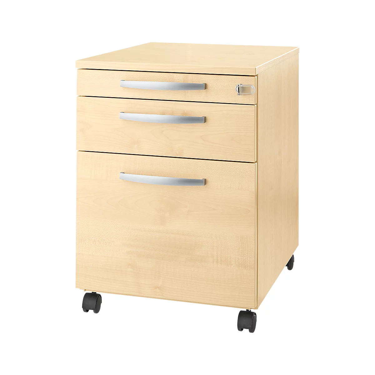 Schäfer Shop Select Archivador con ruedas Login, band. extr. archiv. colg.+band. extr.utensilios+cajones, con cerradura, madera, An 431 x P 580 x Al 595 mm, arce/arce