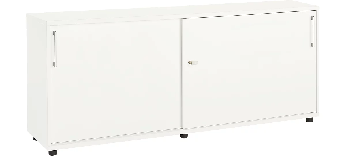 Schäfer Shop Select Armario auxiliar de puertas correderas, de madera, 2 estantes, An 1600 x P 421 x Al 750 mm, blanco
