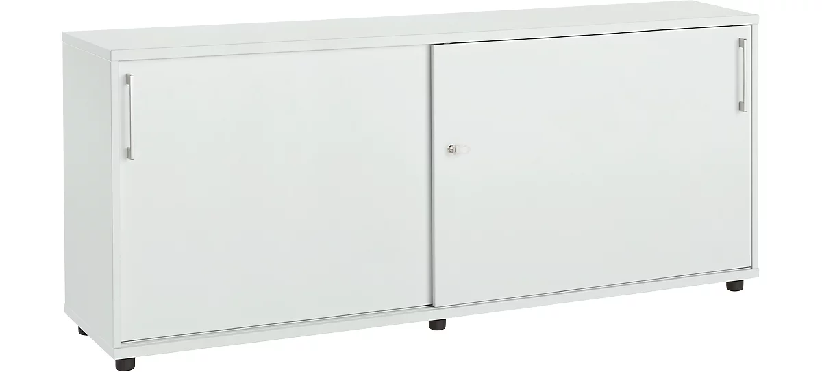 Schäfer Shop Select Armario auxiliar de puertas correderas, de madera, 2 estantes, An 1600 x P 421 x Al 750 mm, gris luminoso