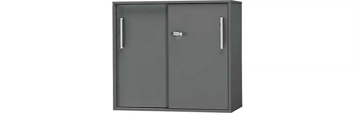 Schäfer Shop Select Armario auxiliar/superior de puertas correderas SET UP, 2 AA, An 800 x P 420 x Al 726 mm, grafito/grafito 