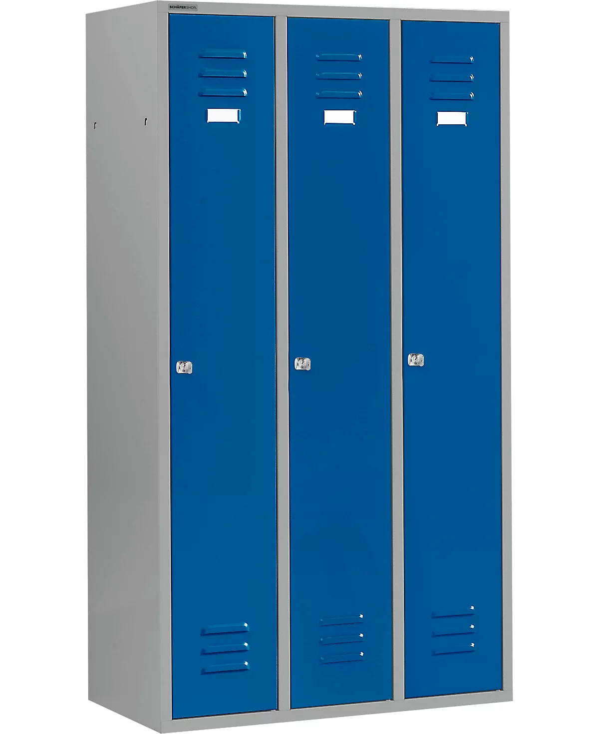 Schäfer Shop Select Armario con 3 compartimentos, cerradura de cilindro, plata clara/azul genciana