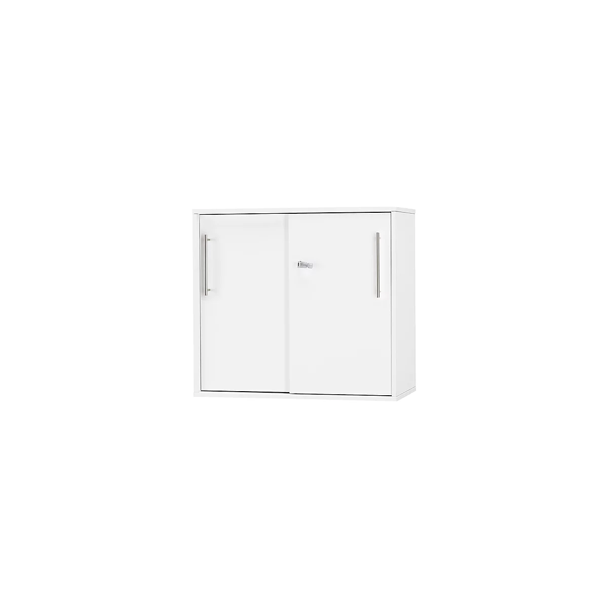 Schäfer Shop Select armario con puerta corredera Start Off, a la altura de la mesa, con cerradura, ancho 800 x fondo 420 x alto 726 mm, blanco/blanco 