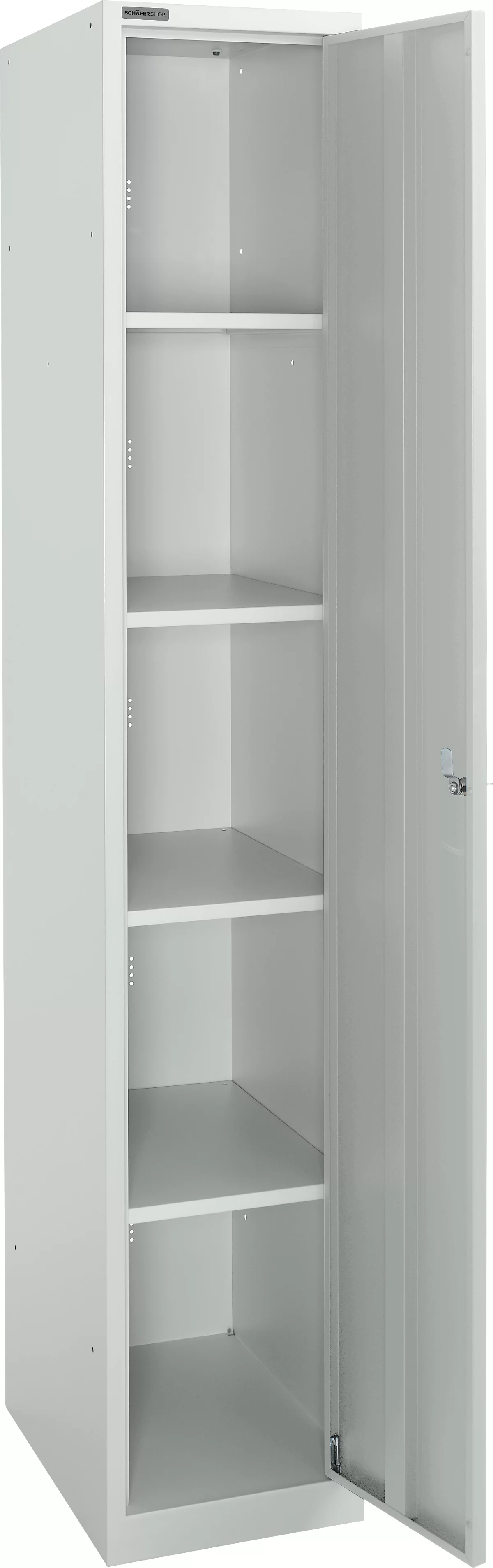 Schäfer Shop Select Armario de guardarropa, 1 compartimento de 350 mm de ancho, 5 compartimentos con 4 estantes, con cerradura, gris claro/gris claro