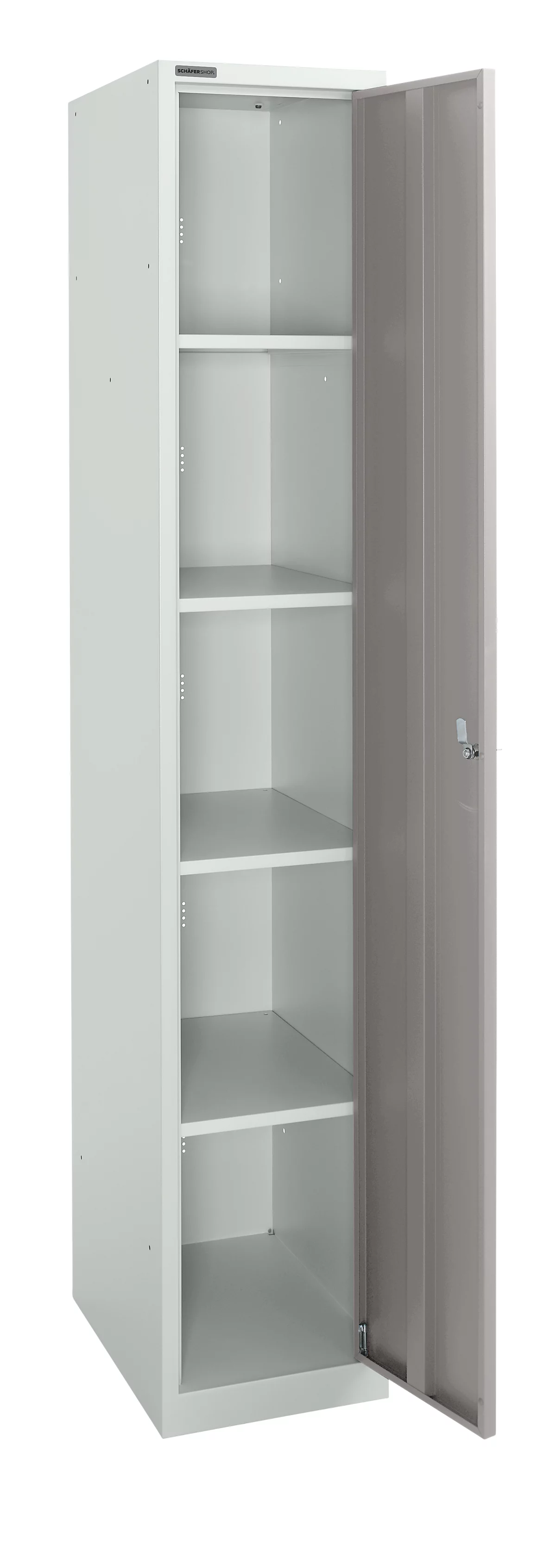 Schäfer Shop Select Armario de guardarropa, 1 compartimento de 350 mm de ancho, 5 compartimentos con 4 estantes, con cerradura, gris claro/gris platino