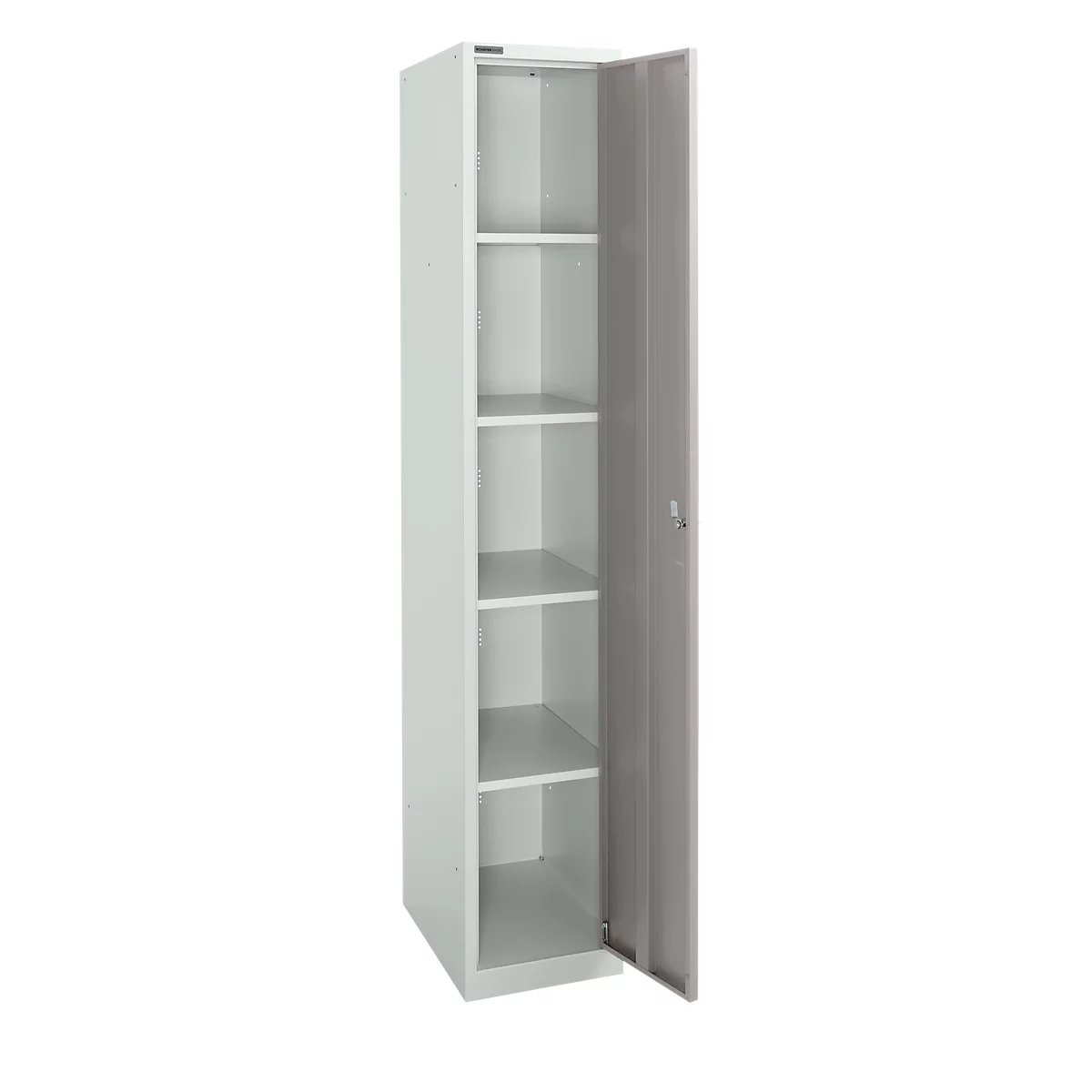 Schäfer Shop Select Armario de guardarropa, 1 compartimento de 350 mm de ancho, 5 compartimentos con 4 estantes, con cerradura, gris claro/gris platino