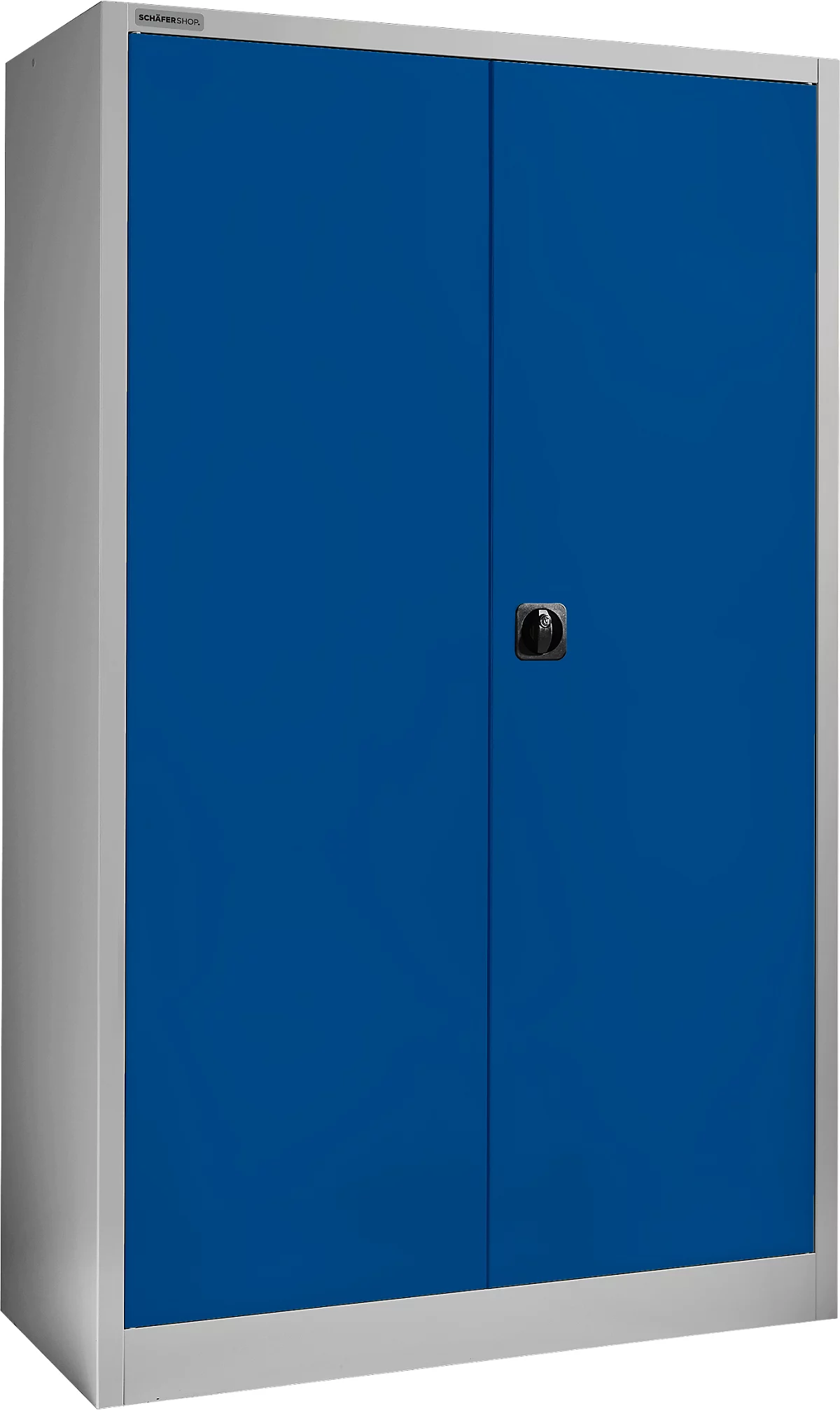 Schäfer Shop Select Armario de material MS 2512, con 14 cajones, ancho 1200 x fondo 500 x alto 1935 mm, chapa fina, aluminio blanco/azul benceno