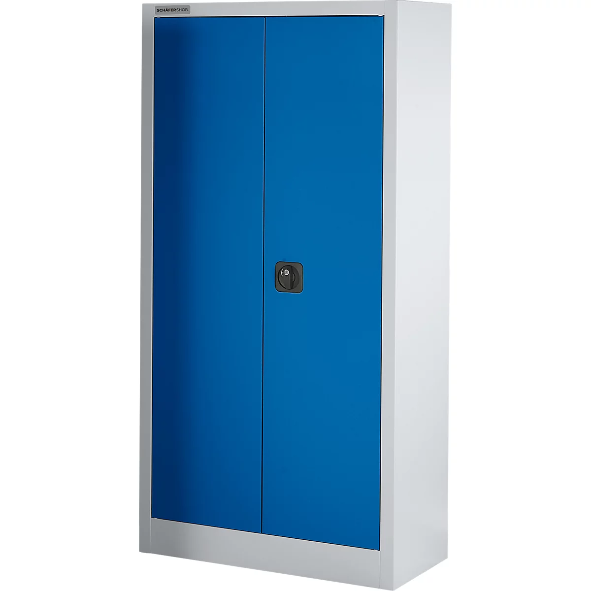 Schäfer Shop Select Armario de material MSI 16408 , ancho 800 x fondo 400 x alto 1535 mm, 3 estantes, acero, aluminio blanco RAL 9006/azul benigno RAL 5010