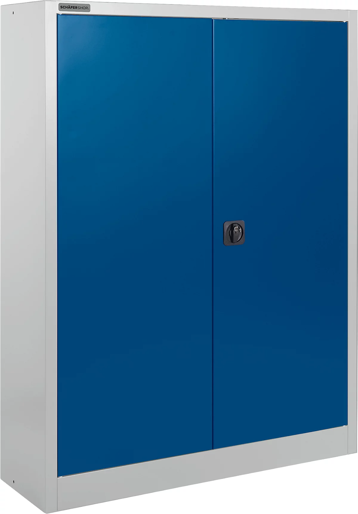 Schäfer Shop Select Armario de material MSI 16409, ancho 950 x fondo 400 x alto 1535 mm, 3 estantes, acero, aluminio blanco RAL 9006/azul benigno RAL 5010