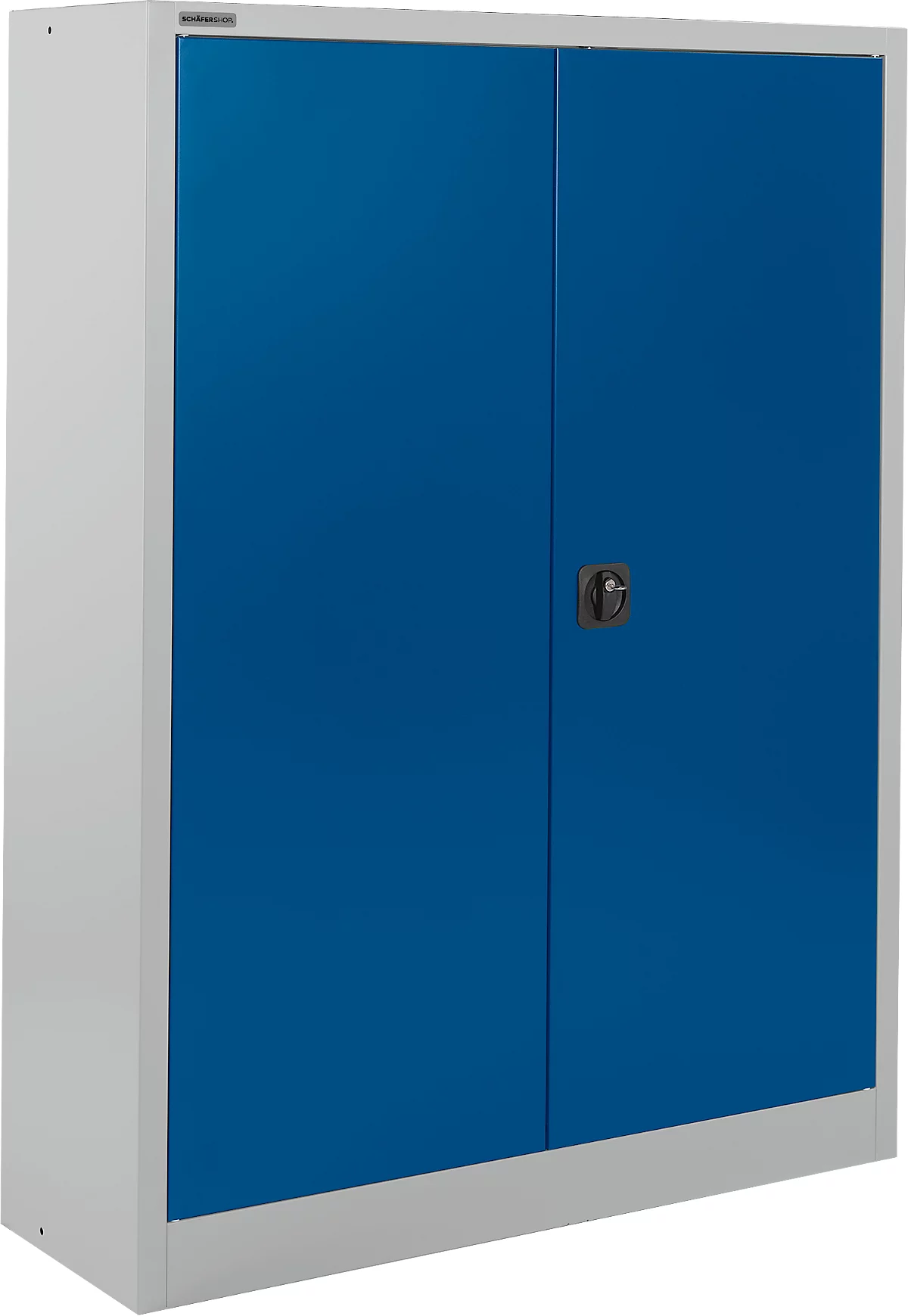 Schäfer Shop Select Armario de material MSI 16412, An. 1200 x Pr. 400 x Al. 1535 mm, 3 estantes, acero, aluminio blanco RAL 9006/azul benigno RAL 5010