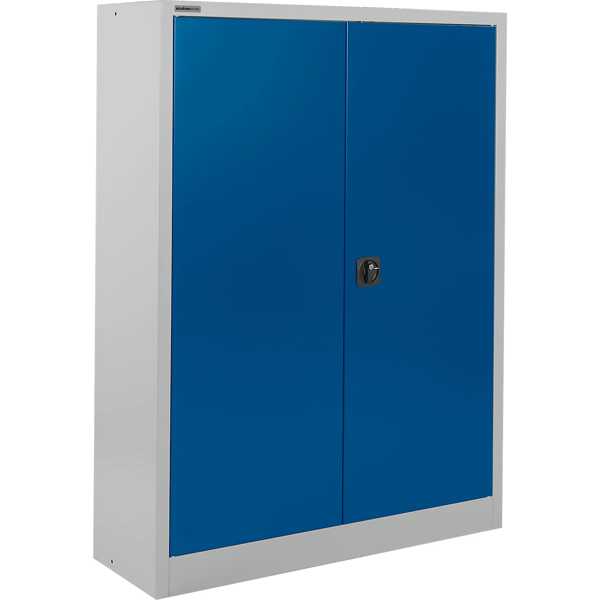 Schäfer Shop Select Armario de material MSI 16412, An. 1200 x Pr. 400 x Al. 1535 mm, 3 estantes, acero, aluminio blanco RAL 9006/azul benigno RAL 5010