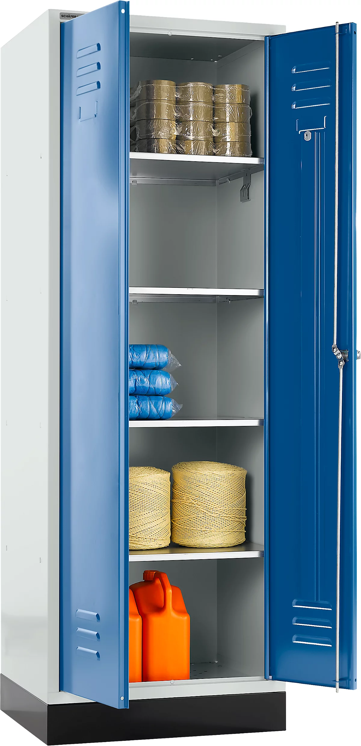 Schäfer Shop Select Armario de materiales, 1800 x 630 x 500 mm, cerradura de cilindro, gris luminoso/azul genciana