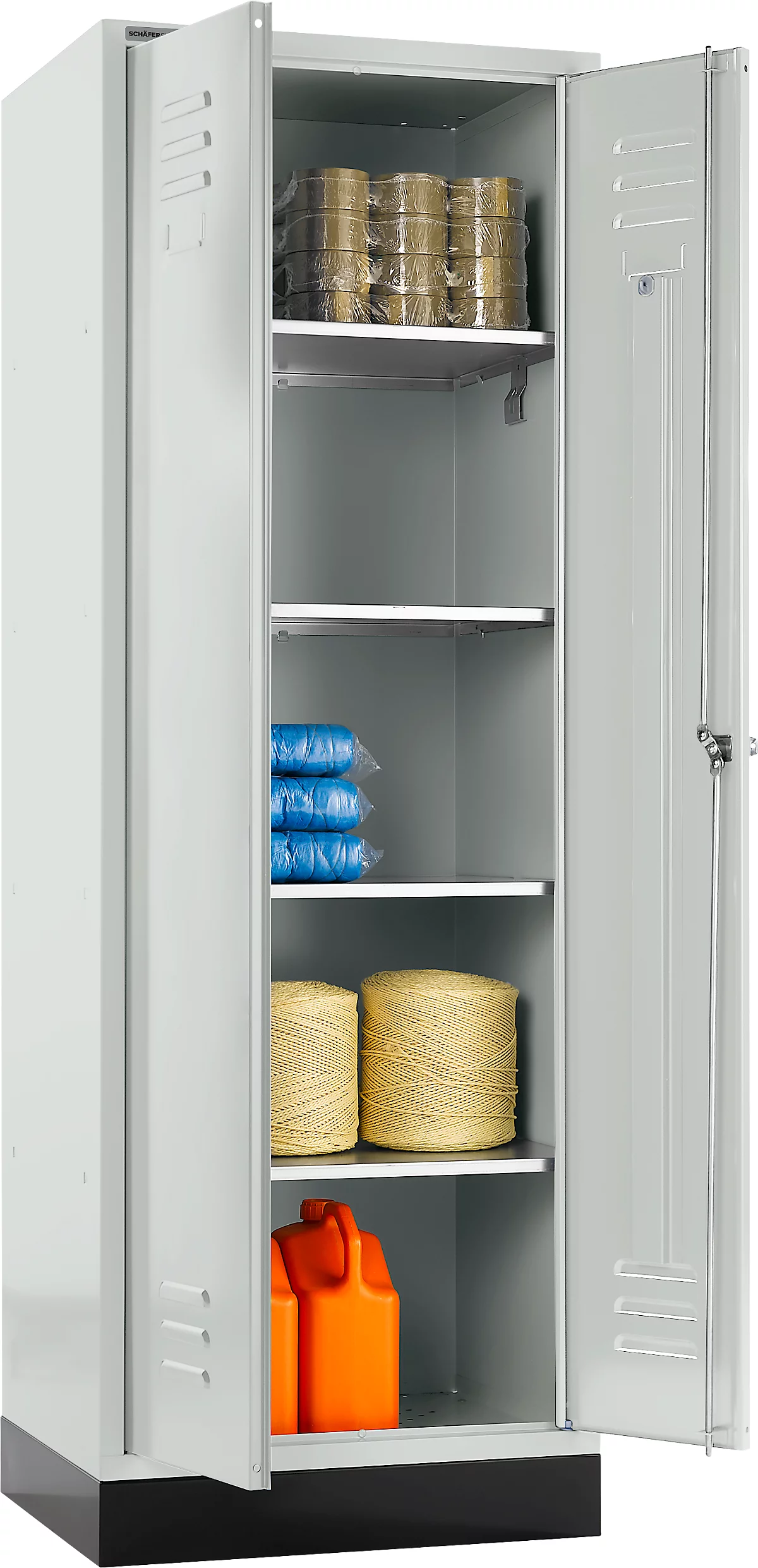 Schäfer Shop Select Armario de materiales, 1800 x 630 x 500 mm, cerradura de cilindro, gris luminoso/gris luminoso