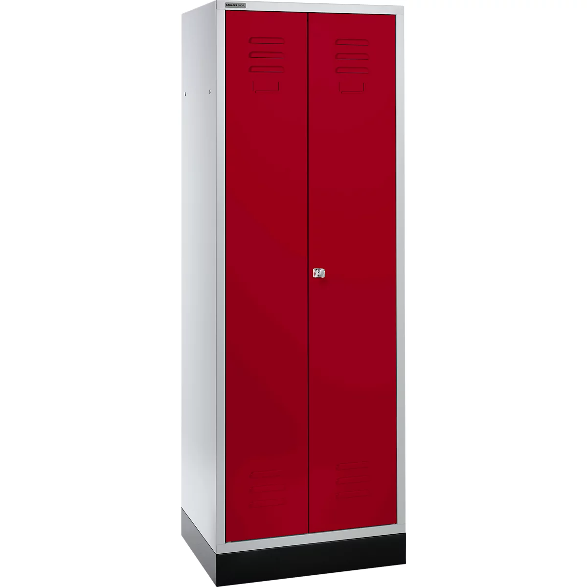 Schäfer Shop Select Armario de materiales, 1800 x 630 x 500 mm, cerradura de cilindro, gris luminoso/rojo rubí