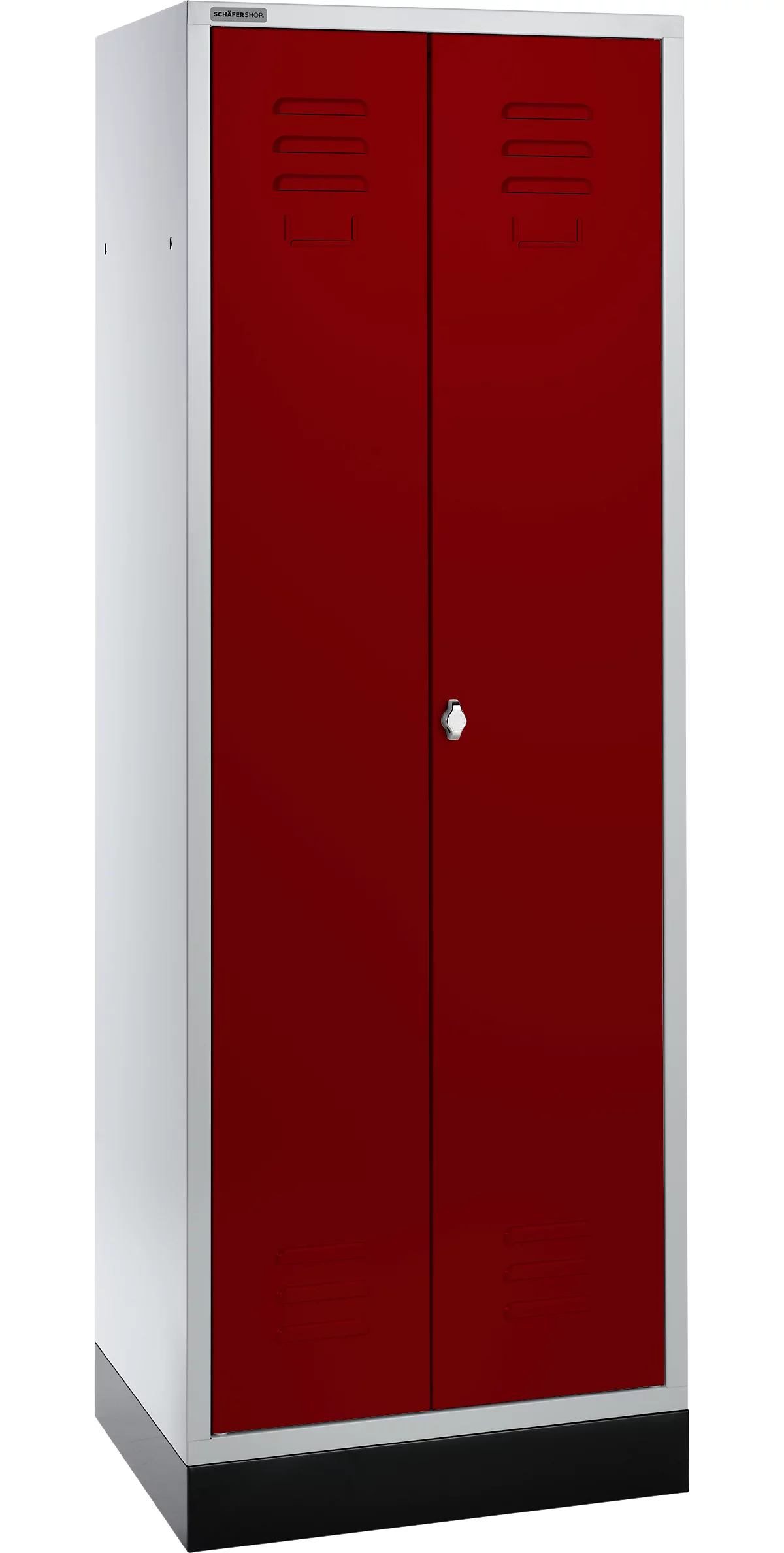 Schäfer Shop Select Armario de materiales, 1800 x 630 x 500 mm, cierre de pasador giratorio, gris luminoso/rojo rubí