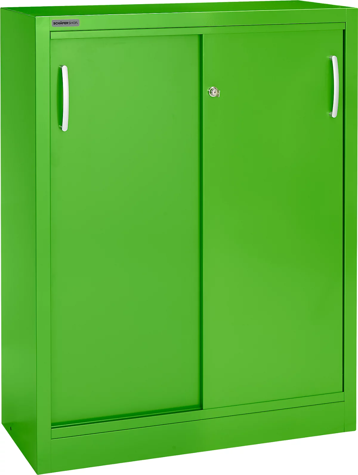 Schäfer Shop Select Armario de puertas correderas, 3 alturas de archivo, An 1200 mm, verde manzana RAL 6018