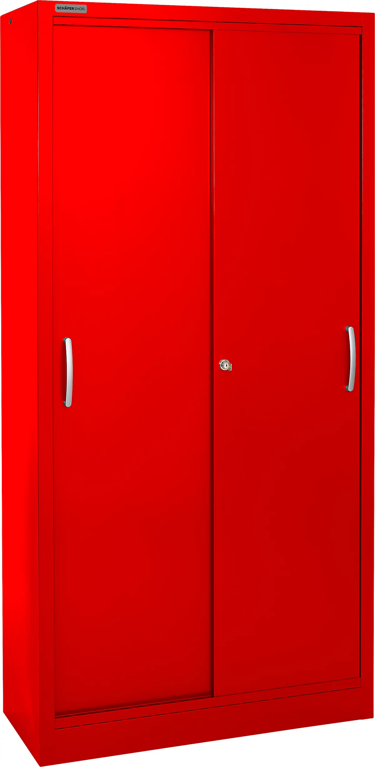 Schäfer Shop Select Armario de puertas correderas, 5 alturas de archivo, An 1200 mm, rojo RAL 3020