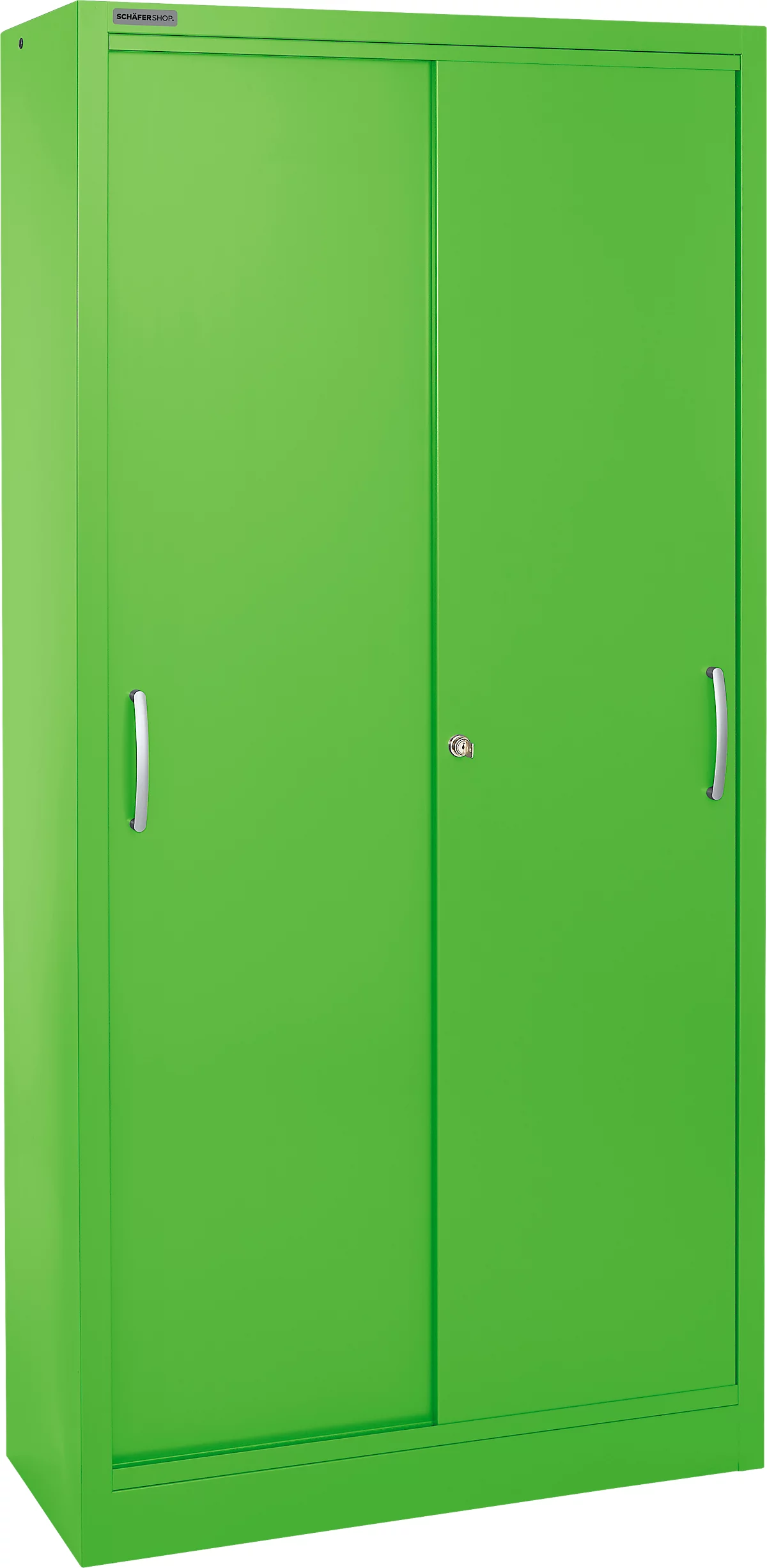 Schäfer Shop Select Armario de puertas correderas, 5 alturas de archivo, An 1200 mm, verde manzana RAL 6018