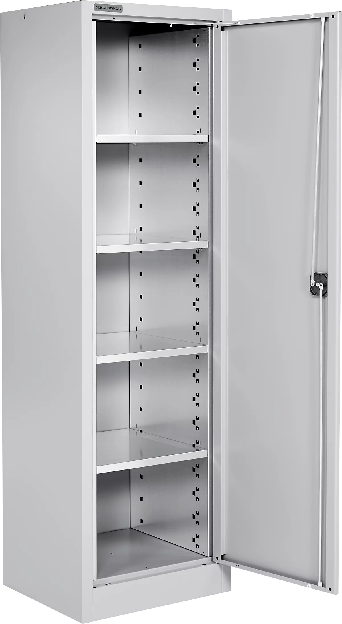 Schäfer Shop Select Armario para materiales MS 2506, con 4 estantes, ancho 600 x fondo 500 x alto 1935 mm, chapa fina, aluminio blanco