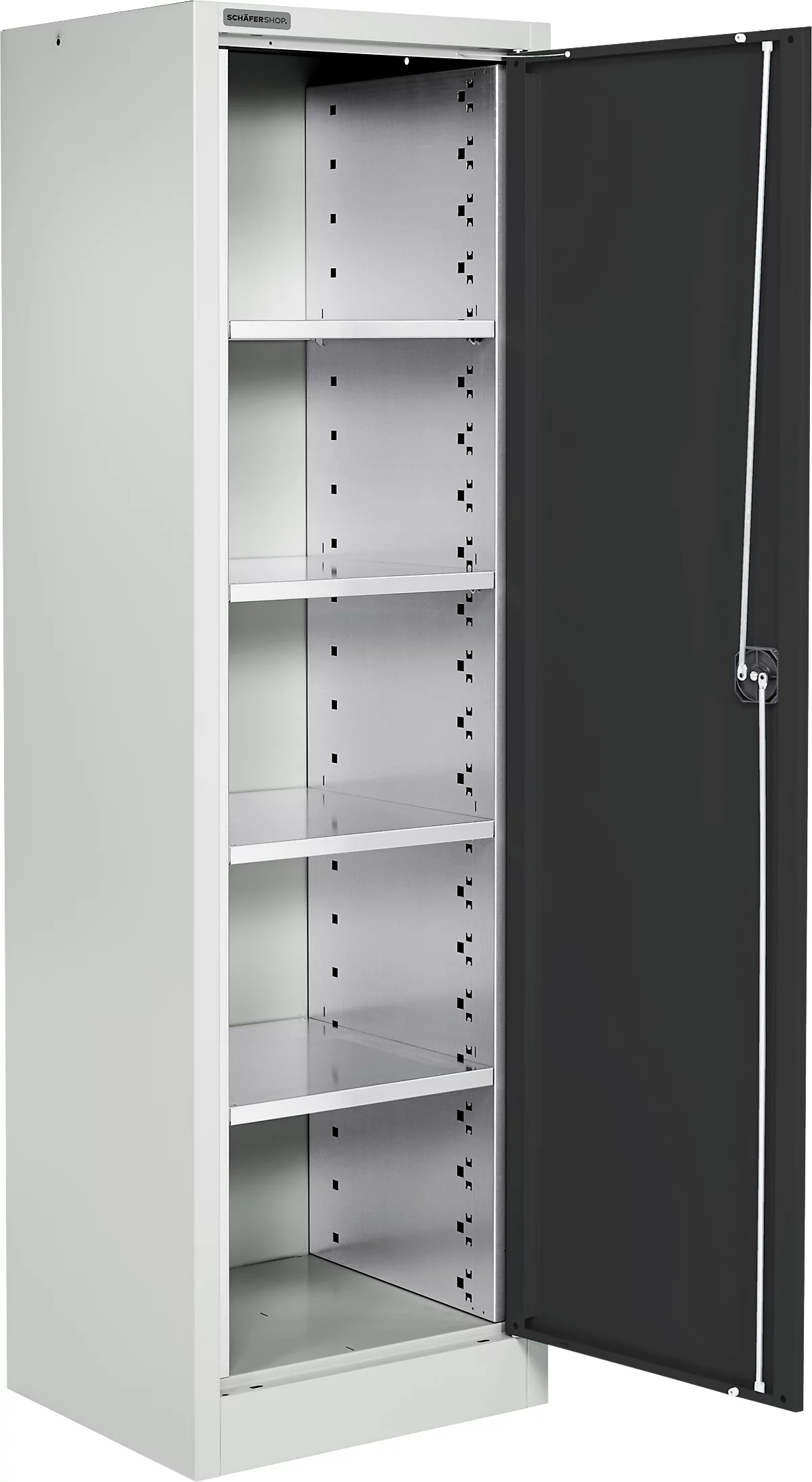 Schäfer Shop Select Armario para materiales MS 2506, con 4 estantes, ancho 600 x fondo 500 x alto 1935 mm, chapa fina, gris claro/gris antracita