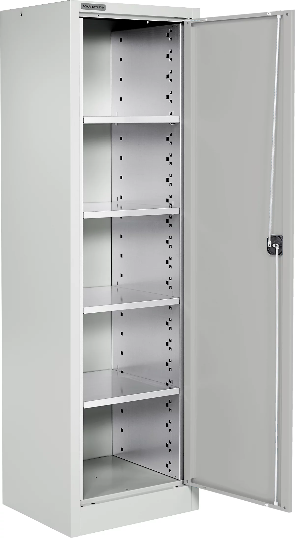 Schäfer Shop Select Armario para materiales MS 2506, con 4 estantes, ancho 600 x fondo 500 x alto 1935 mm, chapa fina, gris claro