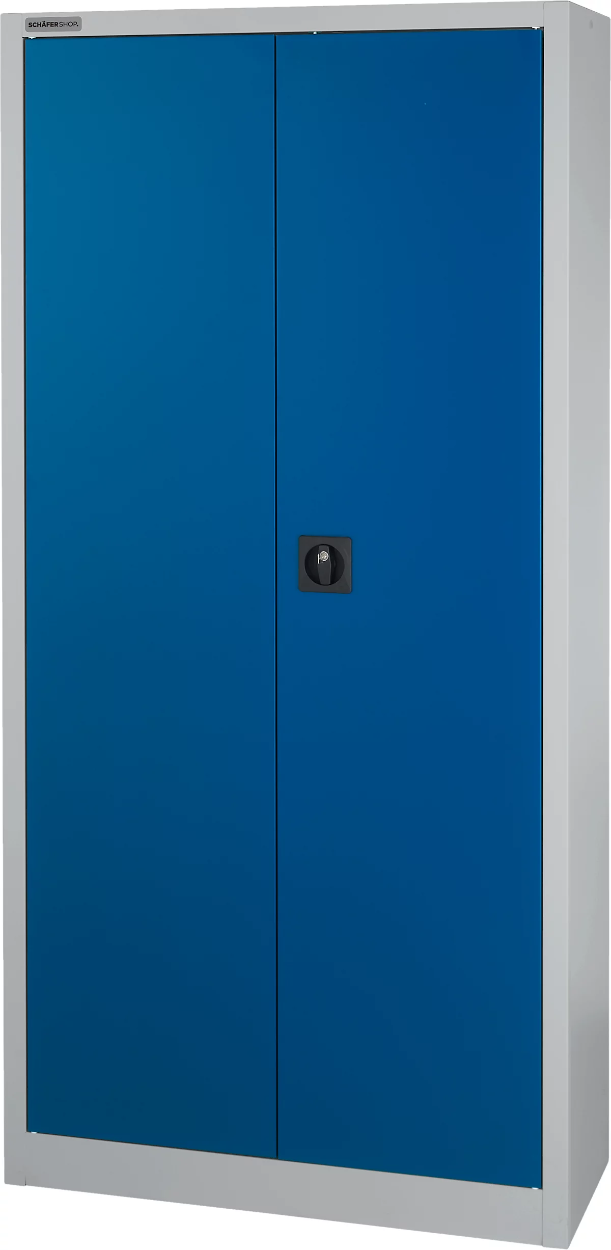 Schäfer Shop Select Armario para materiales MS 2509, con 14 cajones, con caja de seguridad, ancho 950 x fondo 500 x alto 1935 mm, de chapa, aluminio blanco/azul marino