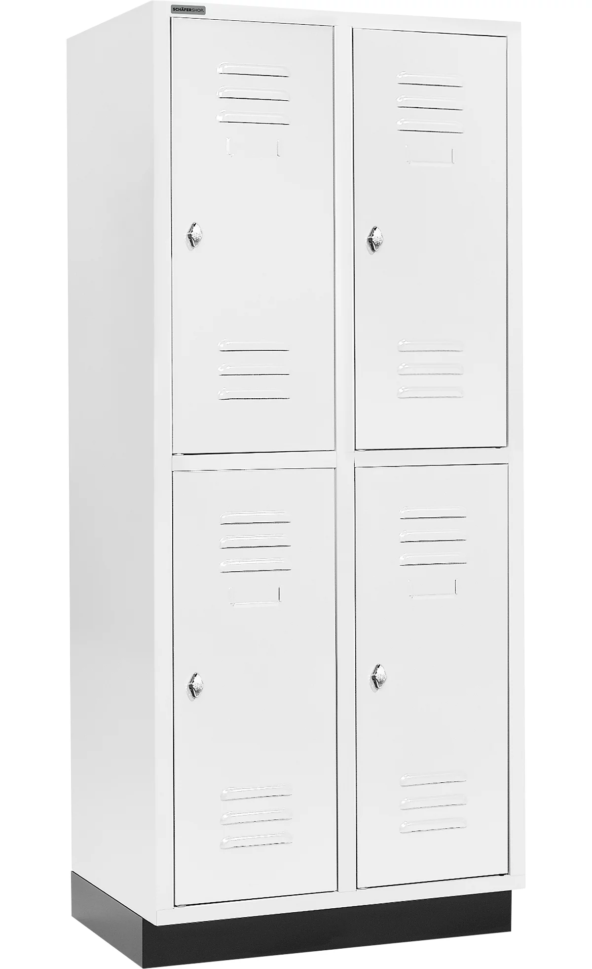 Schäfer Shop Select Armario para ropa, 2 x 2 compartimentos, 400 mm, con base, cerradura con pestillo giratorio, puerta gris claro