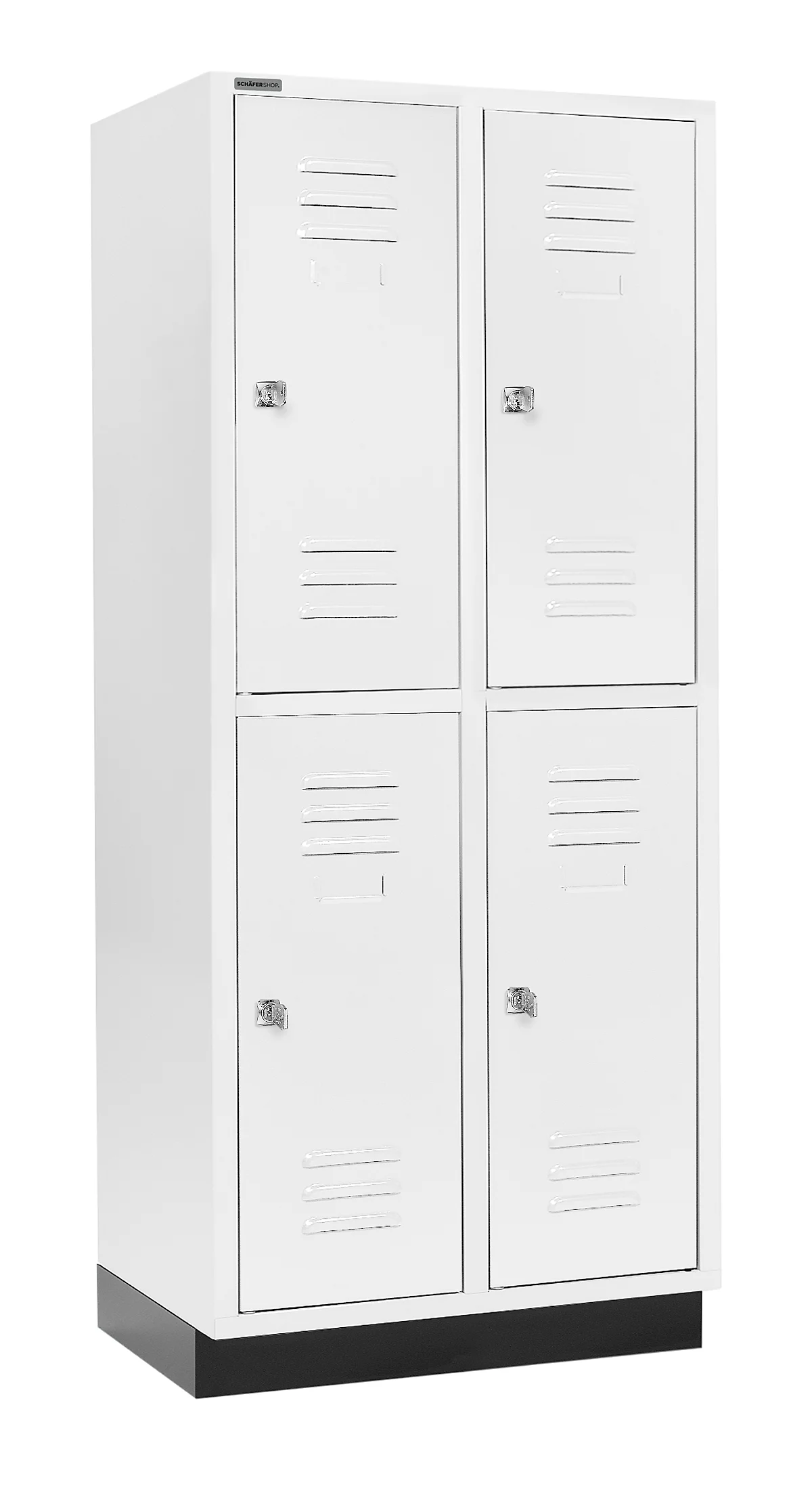Schäfer Shop Select Armario para ropa, 2 x 2 compartimentos, 400 mm, con zócalo, cerradura de cilindro, puerta gris claro