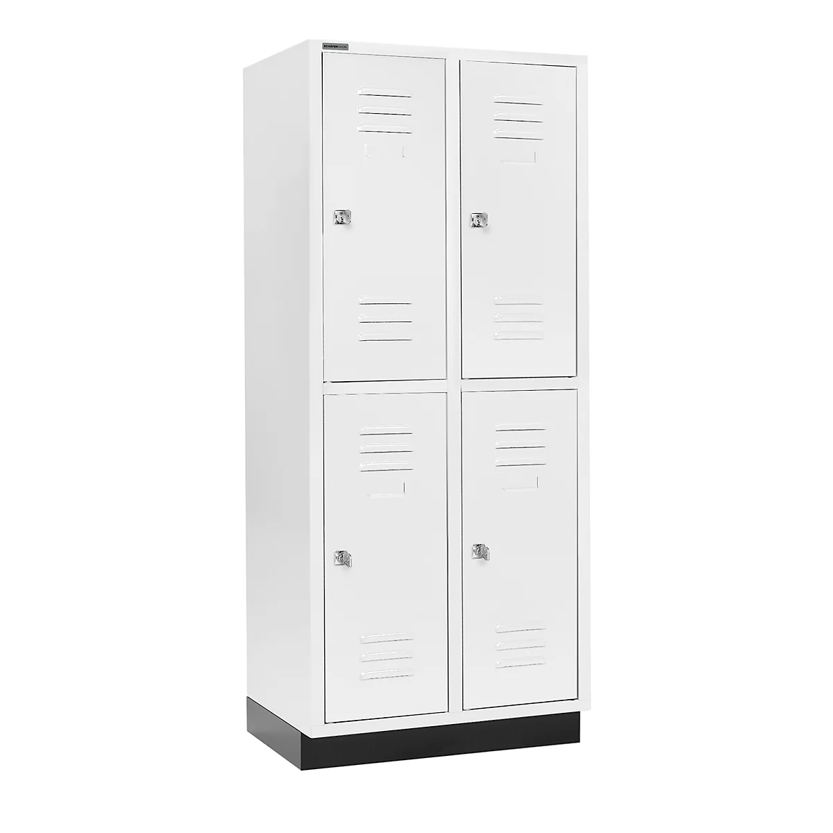 Schäfer Shop Select Armario para ropa, 2 x 2 compartimentos, 400 mm, con zócalo, cerradura de cilindro, puerta gris claro