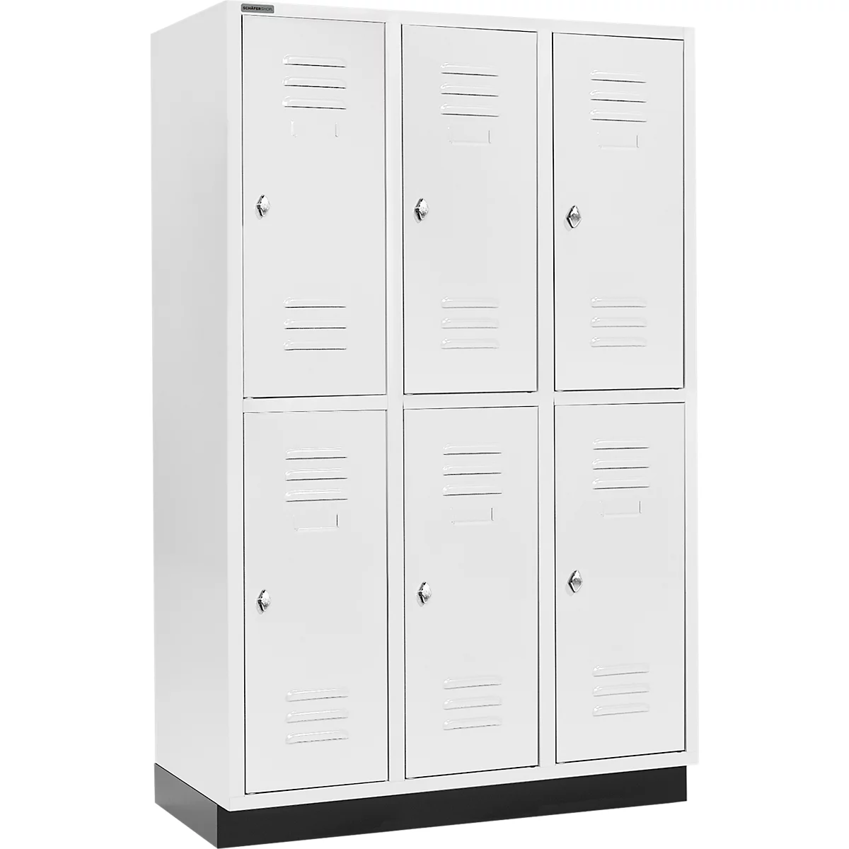 Schäfer Shop Select Armario para ropa, con 3 x 2 compartimentos, 400 mm, con base, cerradura con pestillo giratorio, puerta gris claro