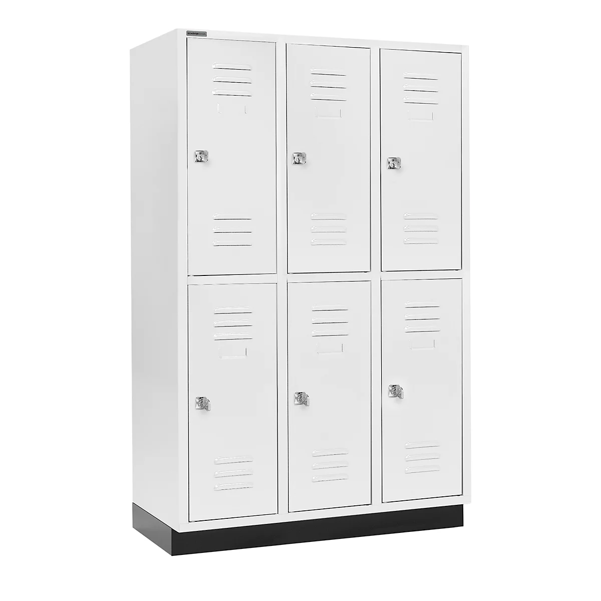 Schäfer Shop Select Armario para ropa, con 3 x 2 compartimentos, 400 mm, con zócalo, cerradura de cilindro, puerta gris claro