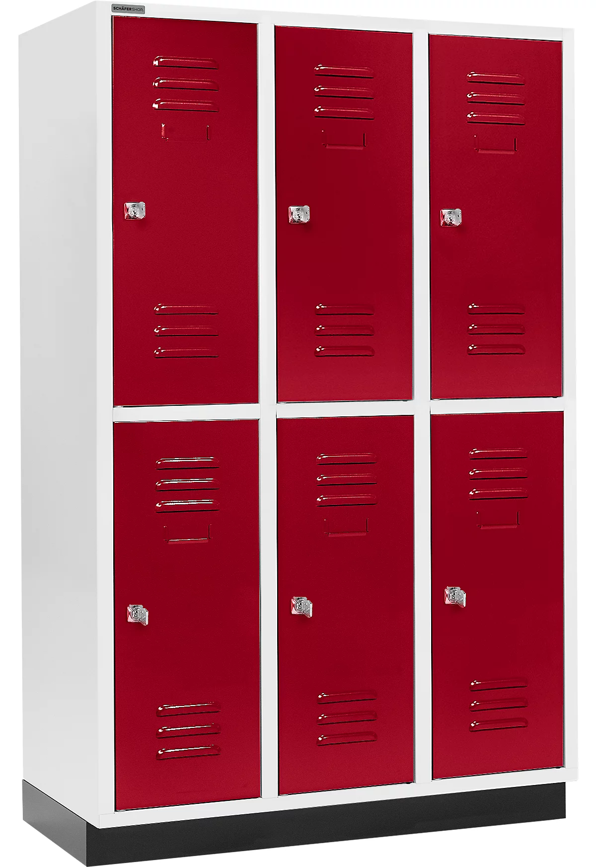 Schäfer Shop Select Armario para ropa, con 3 x 2 compartimentos, 400 mm, con zócalo, cerradura de cilindro, puerta rojo rubí