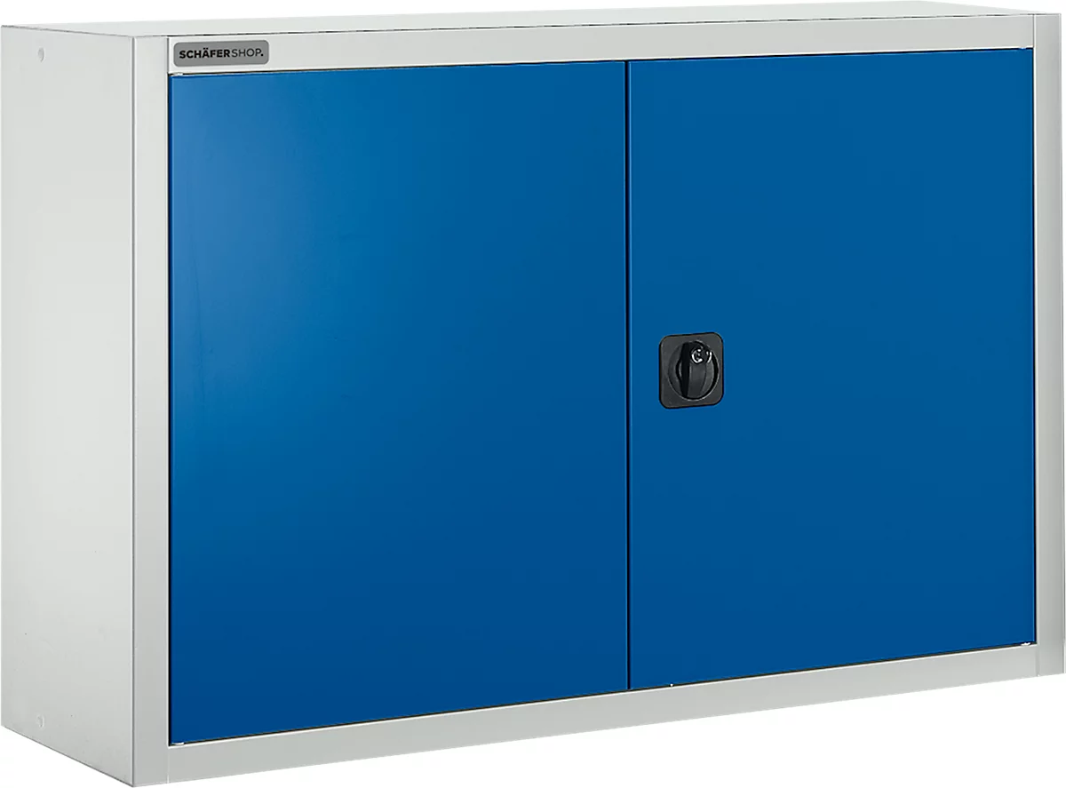Schäfer Shop Select Armario superior MS 8409i, ancho 950 x fondo 400 x alto 800 mm, 1 balda, acero, gris claro RAL 7035/azul benigno RAL 5010