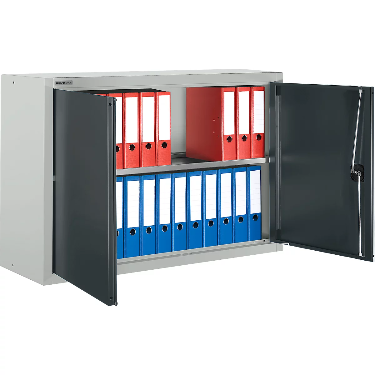 Schäfer Shop Select Armario superior MS 8412i, ancho 1200 x fondo 400 x alto 800 mm, 1 balda, acero, gris claro RAL 7035/gris antracita RAL 7016
